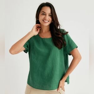 Grae Cove Ines Kelly Green linen shirt, L